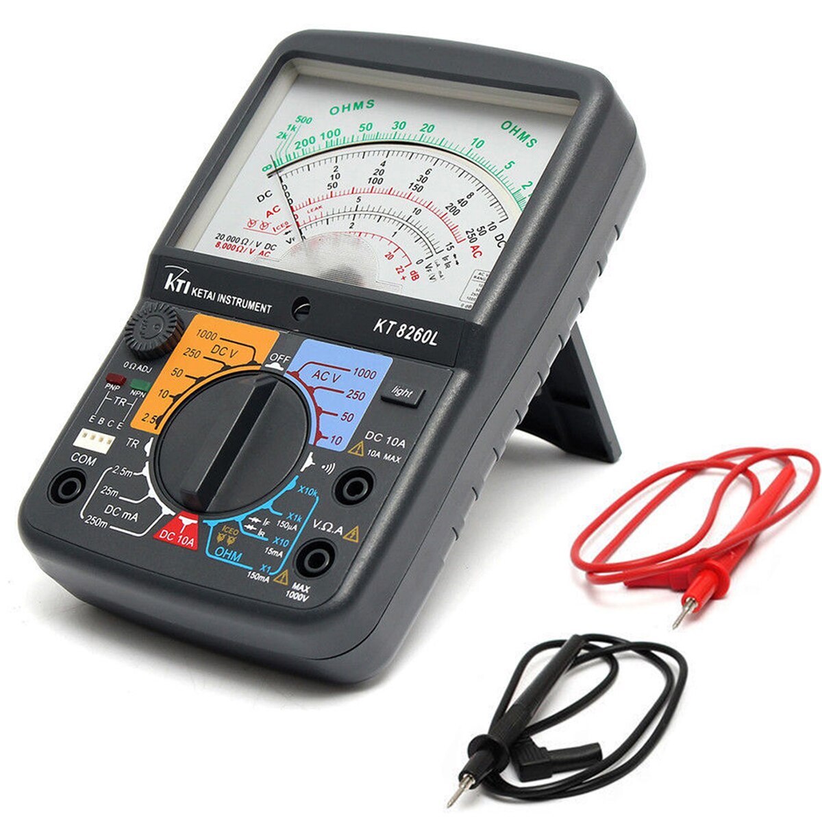 Digitale Multimeter KT8260L Analoge Multimeter Acv/Dcv/Dca/Elektrische Weerstand Tester Meetinstrument Met 2Pcs Test pen