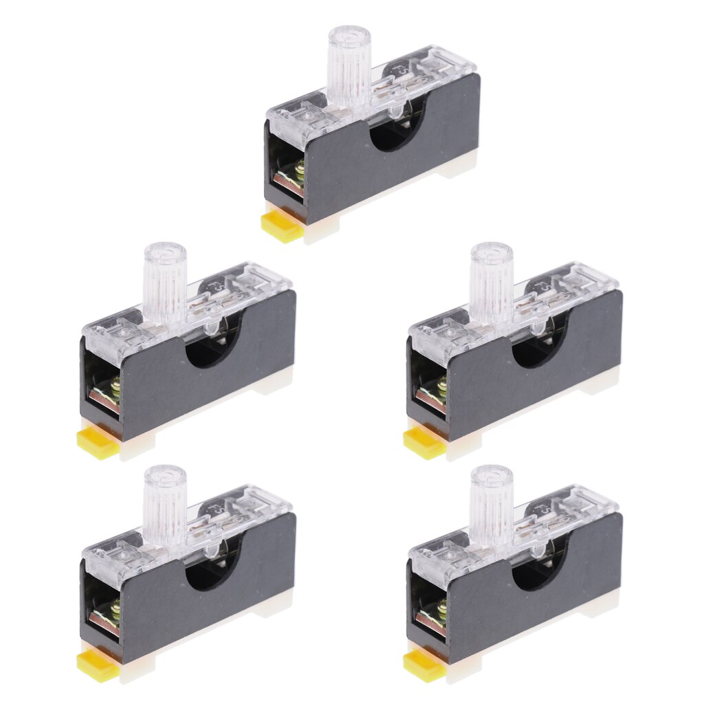 5 Pieces DIN Rail Fuse Holder Base With FS-101 AC250V 10A 6x30mm Fuse
