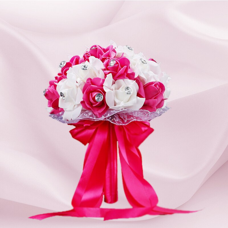 Lovegrace Hochzeit Strauß Braut Strauß Mariage die Seide Künstliche Blumen Rosen Hochzeit Strauß für Brautjungfern Hochzeit Zubehör: rot