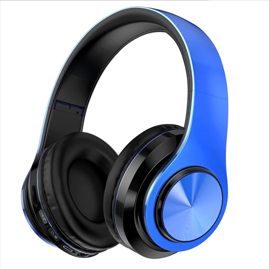 Hoofdtelefoon Bluetooth 5.0 Headset Draadloze Surround Sound Verstelbare Koptelefoon Met Microfoon Voor Pc Gaming: Blue 