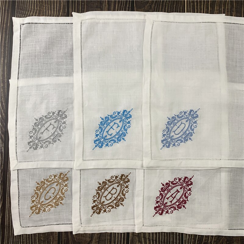 12 Pcs Monogram Zakdoeken Wit Pure Ramee Stof Zakdoeken Hemstitched Grens/Plain Klassieke 13X13-Inch