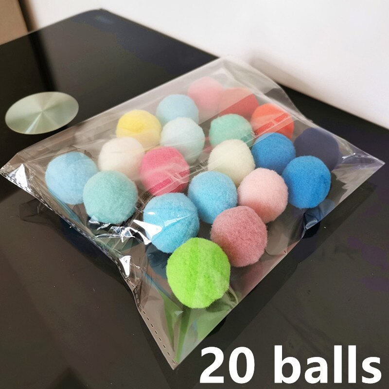 Pelota de peluche elástica para gatos, juguete interactivo de colores para gato, 10/20/30 Uds.: 20pcs