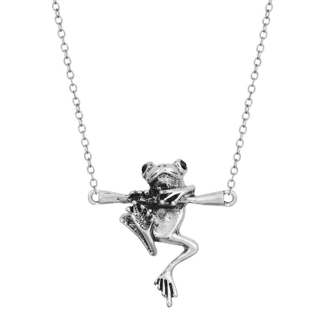 retro Nette Frosch Anhänger Halskette Für Frauen Mädchen retro Punk Hüfte hüpfen Stil Antike Silber Ebene Anhänger Halskette Schmuck