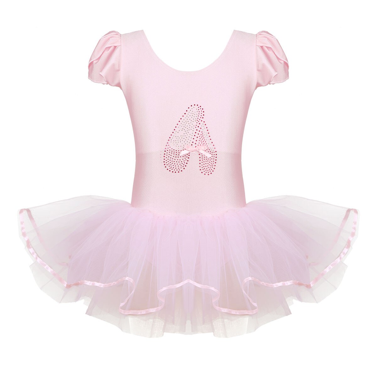 IIXPIN Girls Ballet Tutus Fairy Dance Ruffled Cap Sleeves Sequined Ballerina Shoe Ballet Dance Gymnastics Leotard Tutu Dress: Light Pink / XXXL