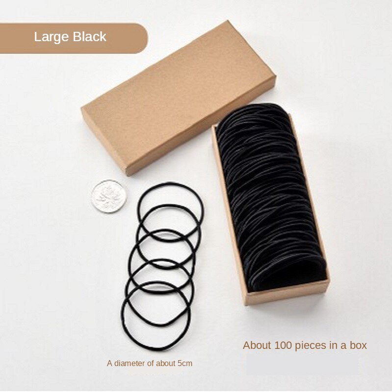 Kinderen Rubber Haarband Niet-Wegwerp Haarband Boxed Baby Kleine Nummer Meisjes Haarband Meisje Haar Accessoires Hoofdtooi: Circle Black 100