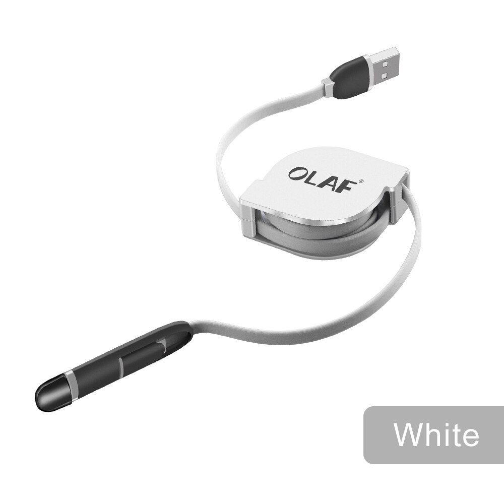 2 In 1 Micro Usb Intrekbare Kabel Voor Iphone X Xs Draagbare Opladen Kabel Voor Samsung Xiaomi Mobiele Telefoon Oplader kabel: White Cable