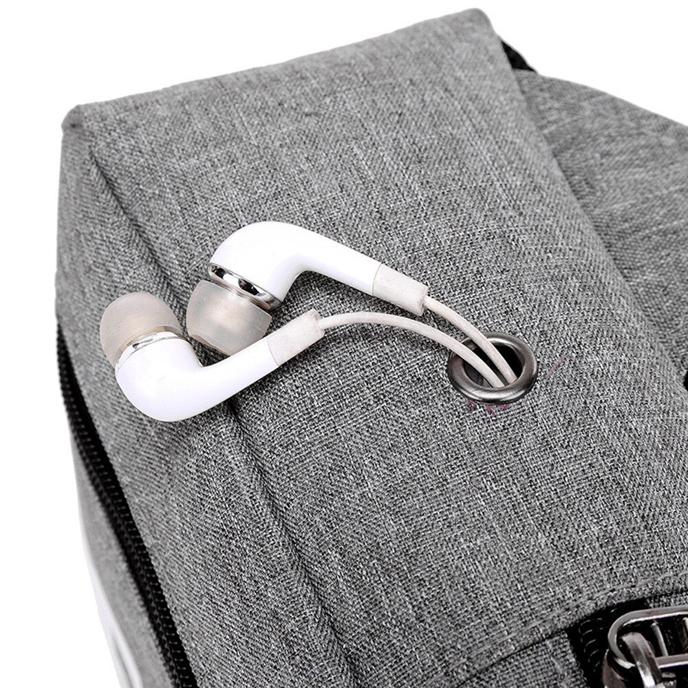 Bærbar canvas hovedtelefonstik afslappet sport crossbody størrelse 22 x 16 x 5cm skuldertaske brysttaske #25: Grå