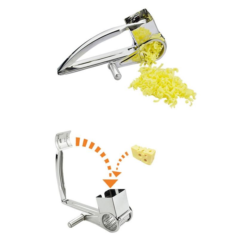 5pcs/Set Stainless Steel Cheese Grater Hand Held Rotary Cheese Shredder Cutter and Slicer (1 Cheese Grater+4 Planer Tools)