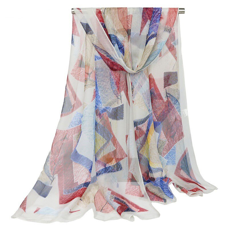 Geometrische print georgette chiffon sjaal zijden vierkante hijab coole sjaal dames foulard femme sjaals haar bufanda mujer