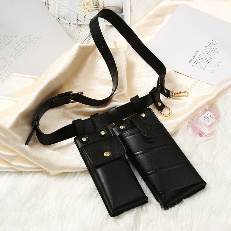 Luxury Waist Bag Phone Bag Female Chest Bag Shoulder Crossbody Bag Purse Woman Fanny Pack: A black   Waist bag