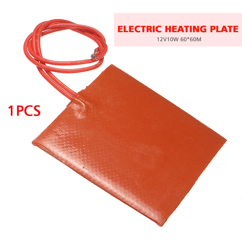 1pc 12V 10W Silicone Heating Plate Rubber Heat Mat Heated Bed Plates Flexible Waterproof Printer Tools