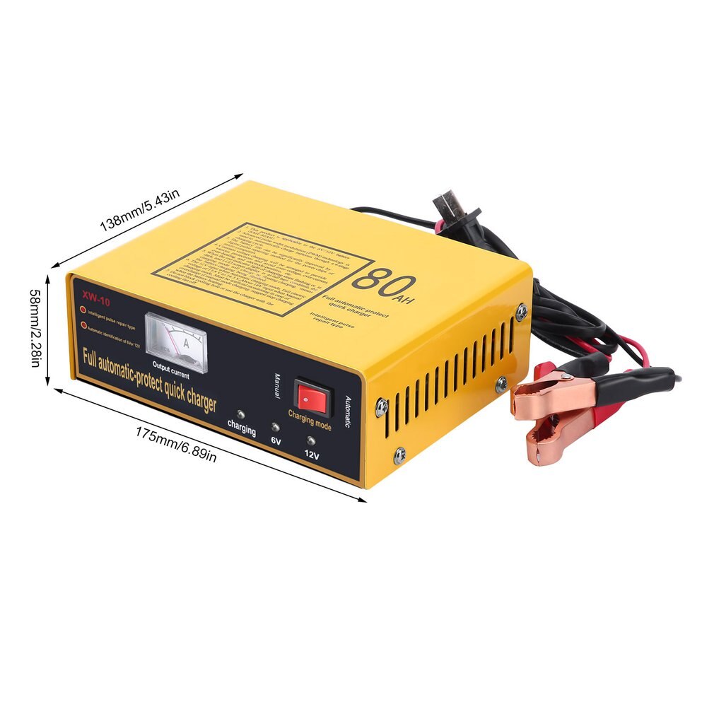 140W Full Automatic-protect Quick Charger 6V/12V 80AH Automatic Intelligent Car Battery Charger Negative Pulse