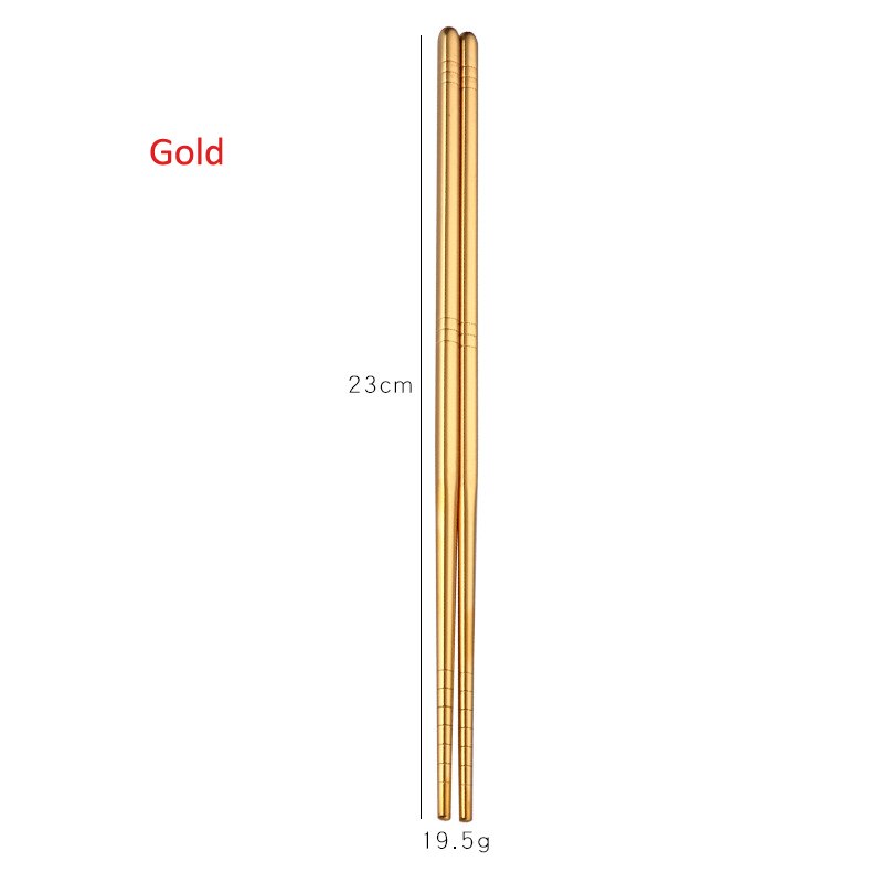 Reusable Chopsticks Silver / Gold / Rose Gold / Rainbow Chopstick Durable Sushi Noodle Stainless Steel Chop Sticks: Gold