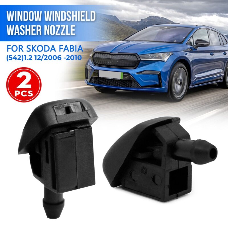 2x Black Windscreen Water Spray Washer Nozzles – For Fiat – Front Or Rear