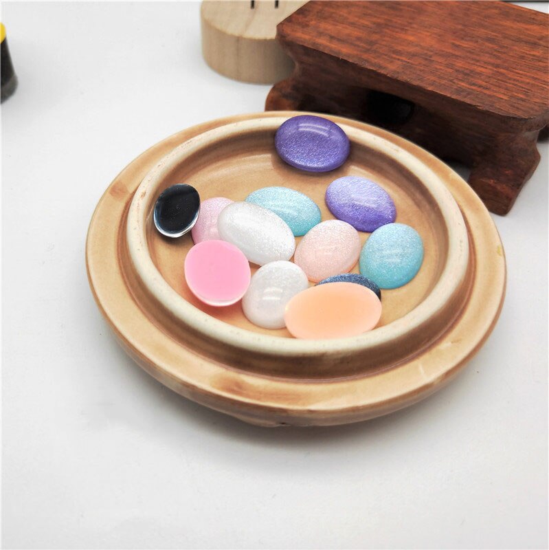 20pcs/lot Assorted 10x14 13x18mm Resin Embellishment Oval Cabochons Beads for DIY Earring Base Jewelry Making Findings Supplier