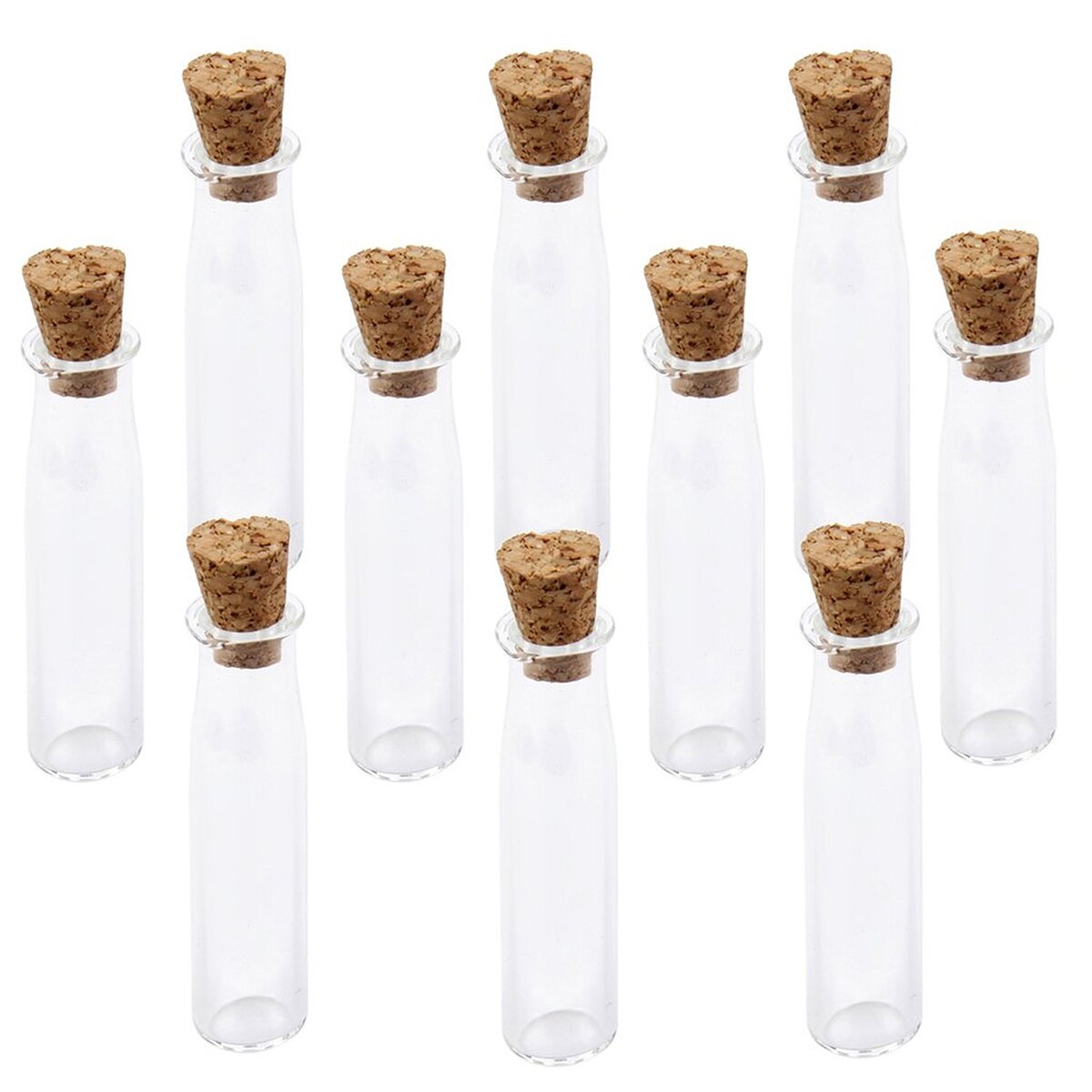 10 stuks mini glazen flessen in de vorm van een wijnfles, potten met kurk en wensbriefje (doorzichtig): Potten  -2