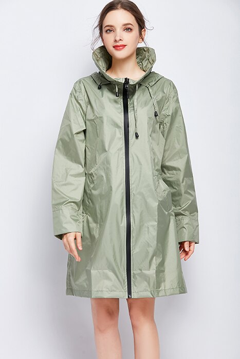 Waterproof Yellow Raincoat Women Ladies Girls Outdoors Rain Poncho with Zipper Hooded Adults Impermeable Rain Coat Jacket 60A046