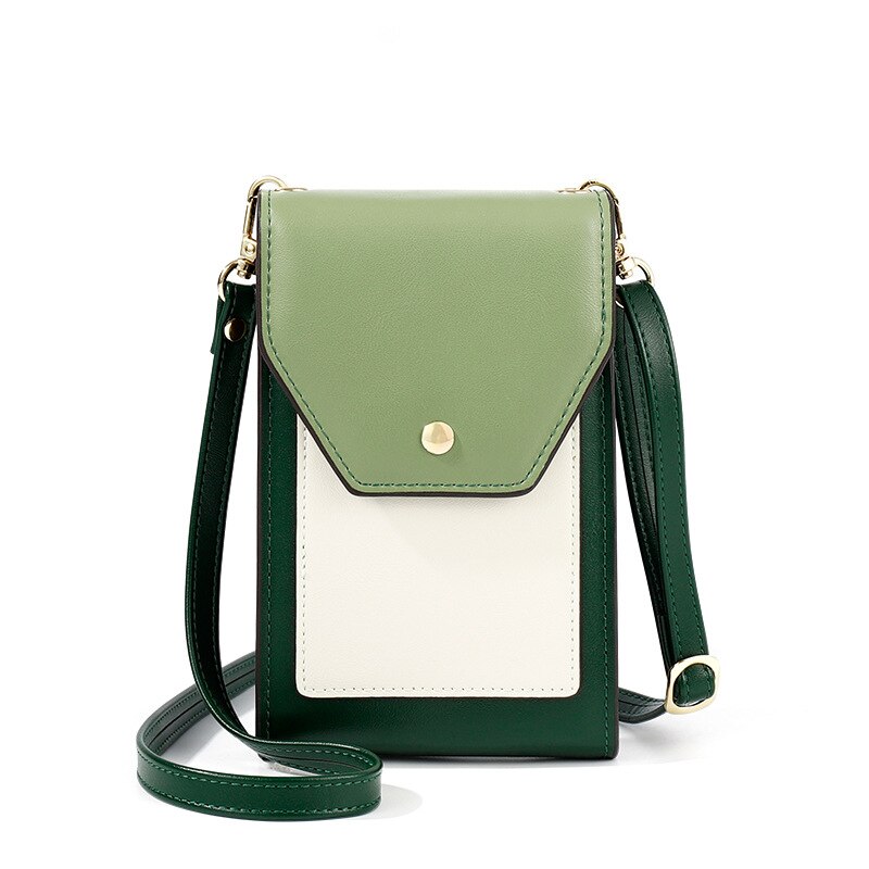 Marca feminina bolsas de moda mini saco de telefone celular sacos pequenos crossbody sacos casuais senhoras aleta bolsa de ombro feminino couro bolso: Green