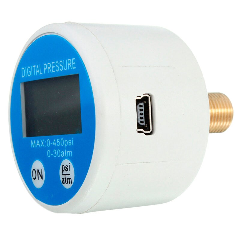 Manómetro Digital LCD de 40mm, 450psi/30atm, minifuente de batería de 3V, manómetro con USB RS232