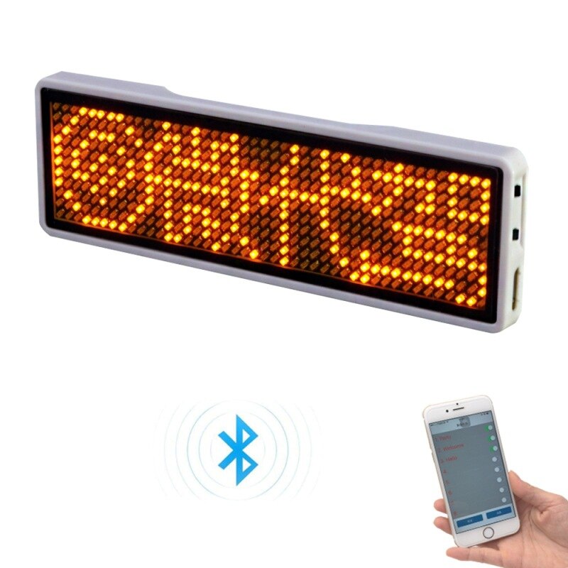 Led Badge Clip Insignia Rechargeable Bluetooth Digital Diy Scrolling Message Board Mini Display Led Name Peugeot Badge Sign Tag: Bluetooth Orange