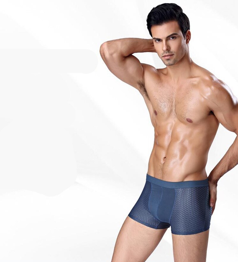 4 sztuk/partia plus rozmiar bokserki bielizna męska bambusa mężczyzna bokser przezroczysty człowiek dziura męska zestaw Figa oddychające męskie Underware