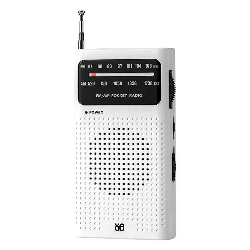 Op voorraad: noodradio voor buiten, werkt op batterijen, kleine draagbare radio, full-band am/fm-radio, mini-zakradio, overlevingsradio.: Wit