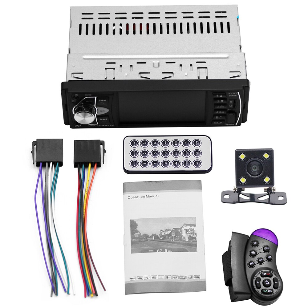 Autoradio stéréo 4.1 "HD, grand écran 4022D, Bluetooth, mains-libres, Bluetooth, lecteur électronique MP5, noir, pour voiture: with control Camera