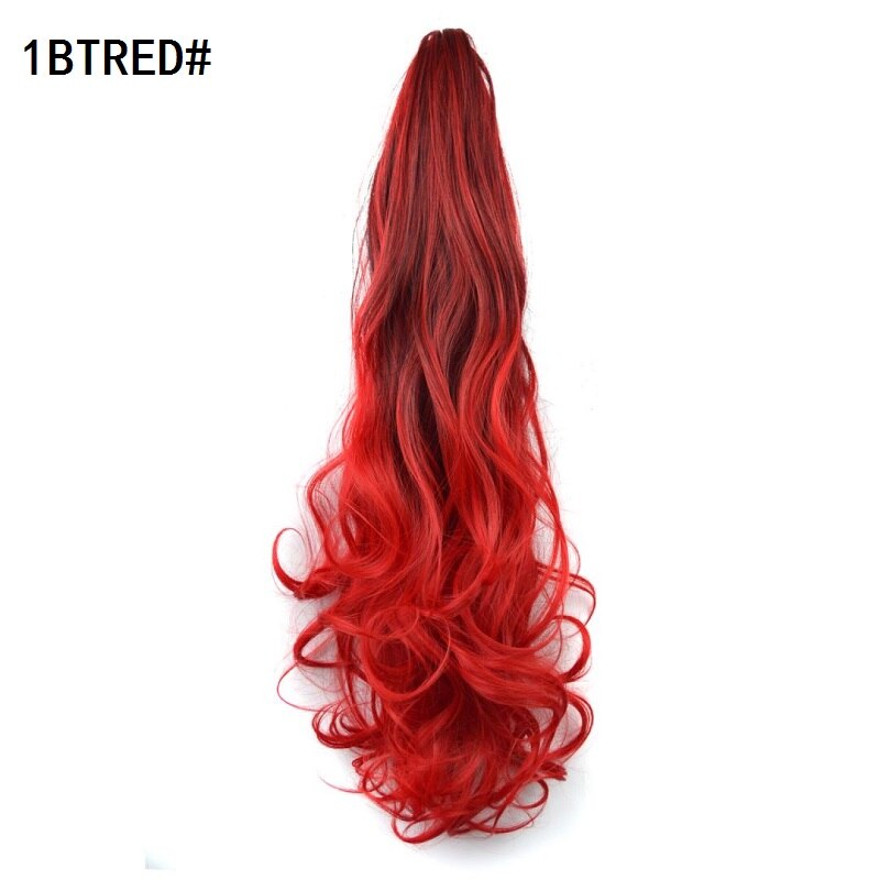 WIGSIN-extensiones de cabello rizado sintético para mujer, extensiones de cabello con Clip de cola de caballo, color negro, rojo y azul, 20 pulgadas de largo: 1BTRED