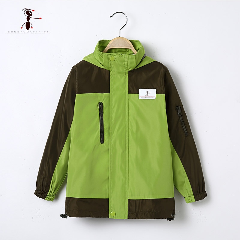 KungFu Ant Günstige Frühling Herbst Jungen Wasserdicht Für Jungen Mäntel Grün Kinder Berühmte Mit Kapuze Jacke Jungen Kleidung