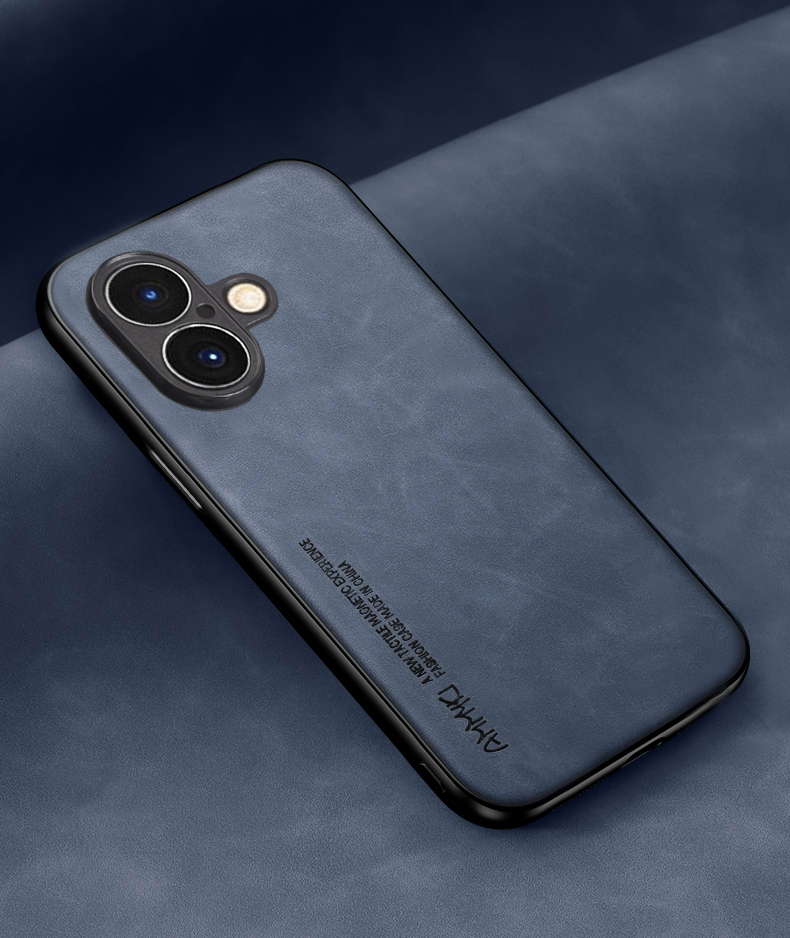 Eenvoudig patroon Zachte lederen hoes voor Apple Iphone 17 Pro Max TPU Siliconen bumperhoes voor Apple Iphone 17 Air Case: Katoenen stof / Blauw