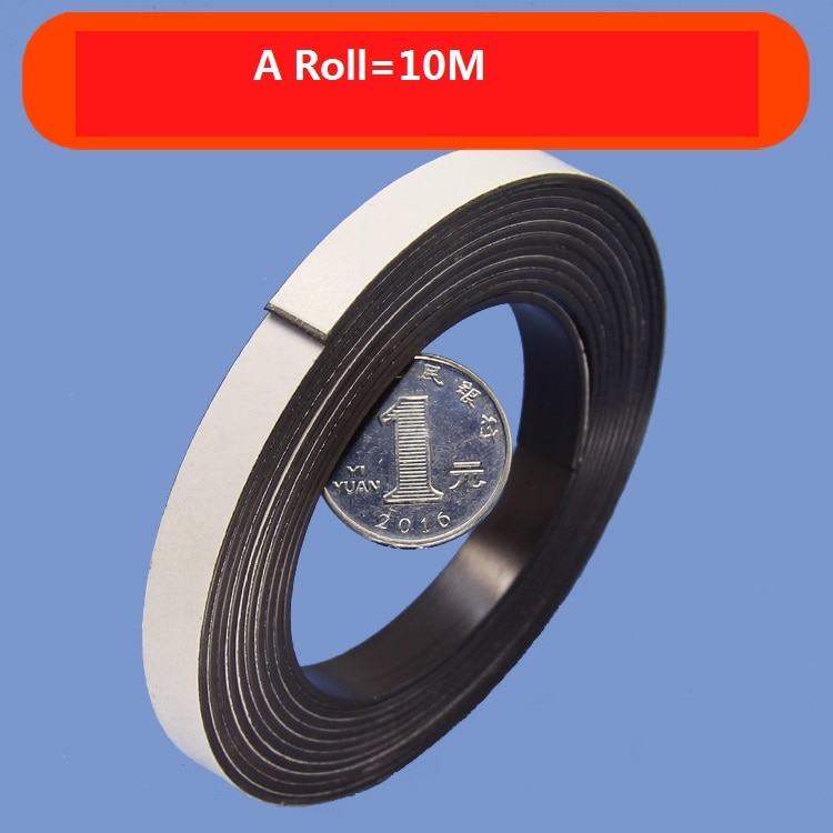 10 M Zelfklevende Magnetische Streep Rubber Flexibele Magneet DIY Strip Tape Width10mm Dikte 1.5mm