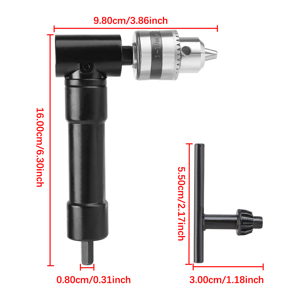 Turning Tool Adapter Right Angle Electric Drill Chucks Device 90 Degree Corner Tool Narrow Spacing Drilling Tool Aluminum Alloy