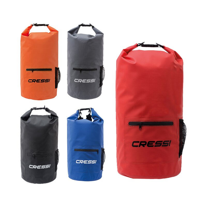 Cressi 10l 20l dry bag vattentät dykutrustning väska dyk snorkling simning drifting bag med dragkedja fram