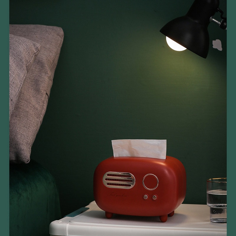 Boîte à mouchoirs de bureau, modèle Radio rétro, Vintage, distributeur de mouchoirs, rangement de serviettes, organisateur d&#39;ornement artisanal