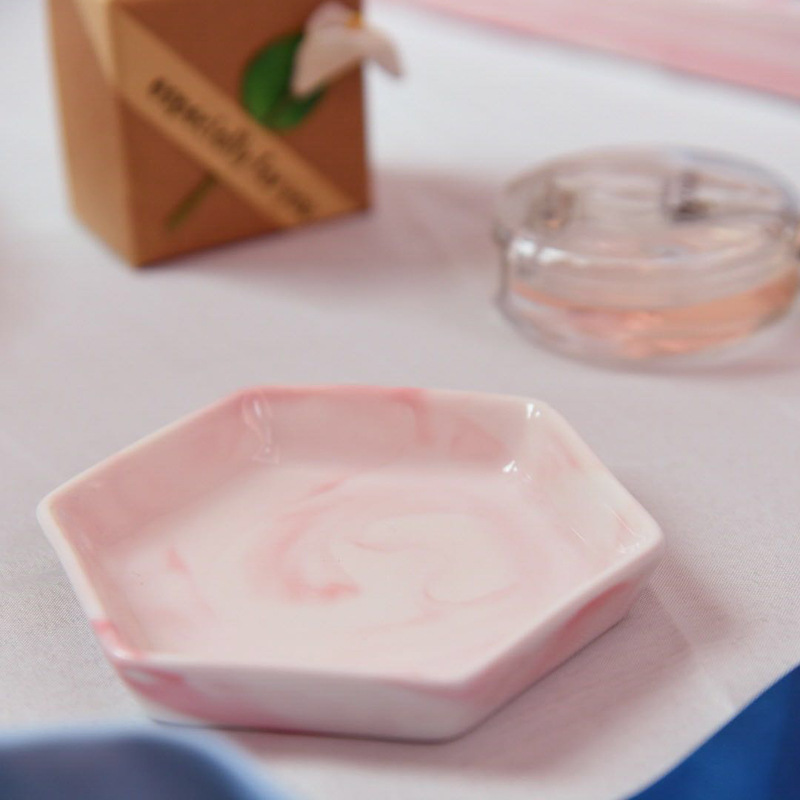 nordycki marmurowe tace robić przechowywania biżuteria ceramiczna taca łazienka kredens płyta kolczyki pierścień patera perfumy zdjęcie rekwizyty robić wystroju: sześciokąt