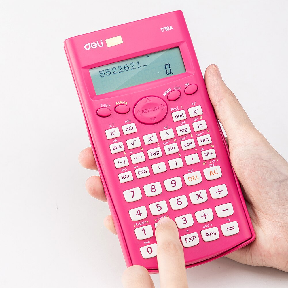 Deli 240 Functions Scientific Calculator Engineer Calculator student 10 + 2 Digits Blue Green Pink E1710A