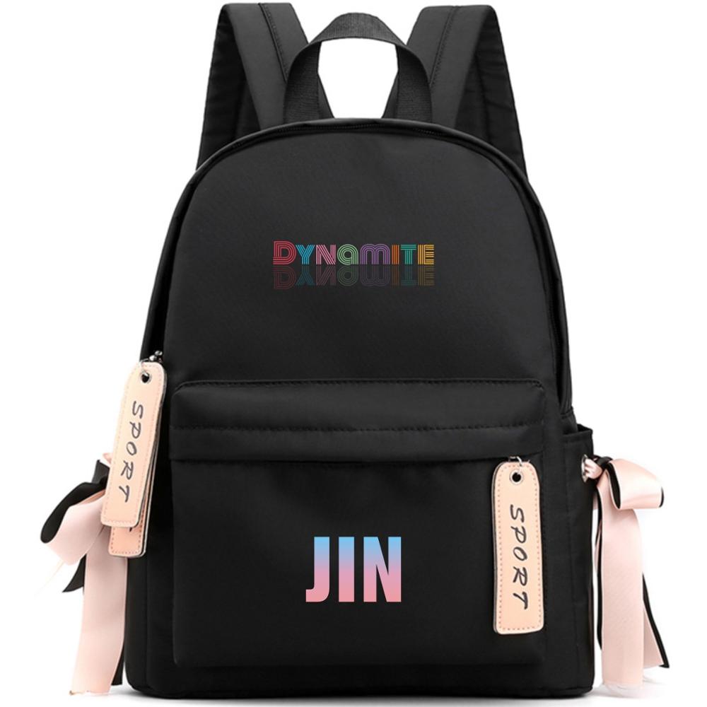 DYNAMITE backpack Album Bangtan Boys The same bowknot backpack schoolbag backpack female high school students large cap: JIN