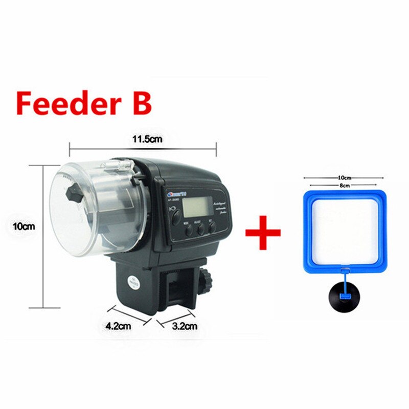 Aquarium Automatic Fish Feeder for Fish Tank Auto Feeders with Timer Adjustable Dispenser LCD Display Betta Turtle Pet Feeding: AF2009D -Square