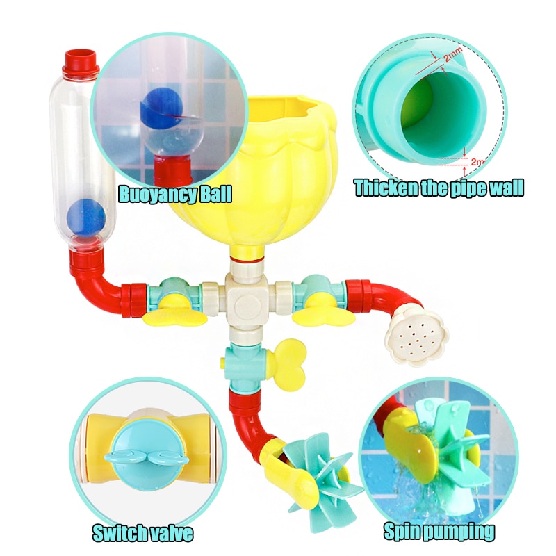 Bath toy faucet shower rubber duck waterwheel happy spray water set crab octopus frog bubble machine baby game children animal b