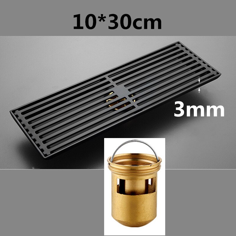 Thickened Stainless Steel Floor Drain Solid Large Displacement Strip Bathroom Hotel Rectangular Floor Drain