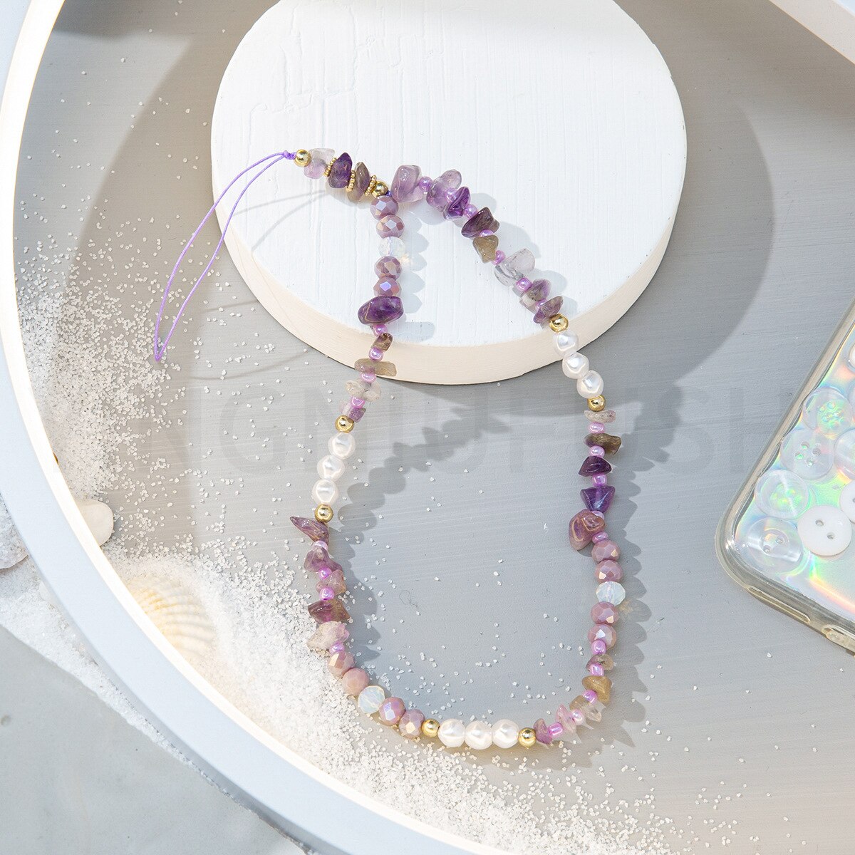 Unique Chain For Phone Mobile Straps Hand Made Charm Pearls Women Telephone Jewelry Beads Anti-Lost Lanyard Phone Accessories: A