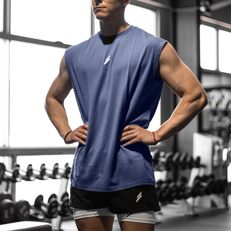 Sommer fitness sport tanktop herre åndbar løs mesh trænings-t-shirt uden ærmer hurtigttørrende vest herre fitnesstøj