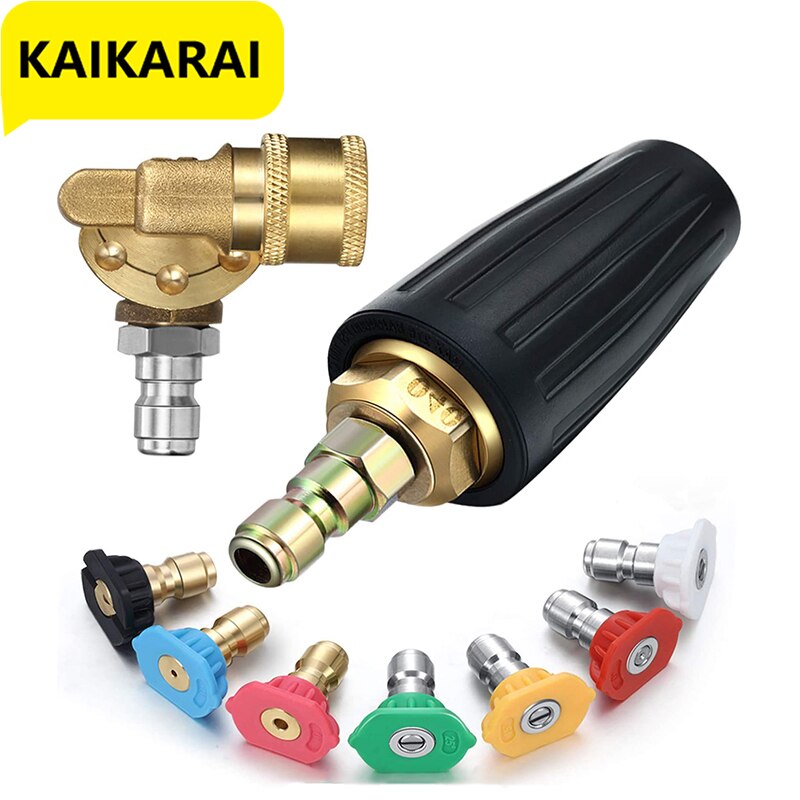 Pressure Washer Accessories Kit, 4.0 Rotating Turbo Nozzle 1/4 Inch Quick Connect Pivoting Coupler,with 7 Spray Nozzle Tips