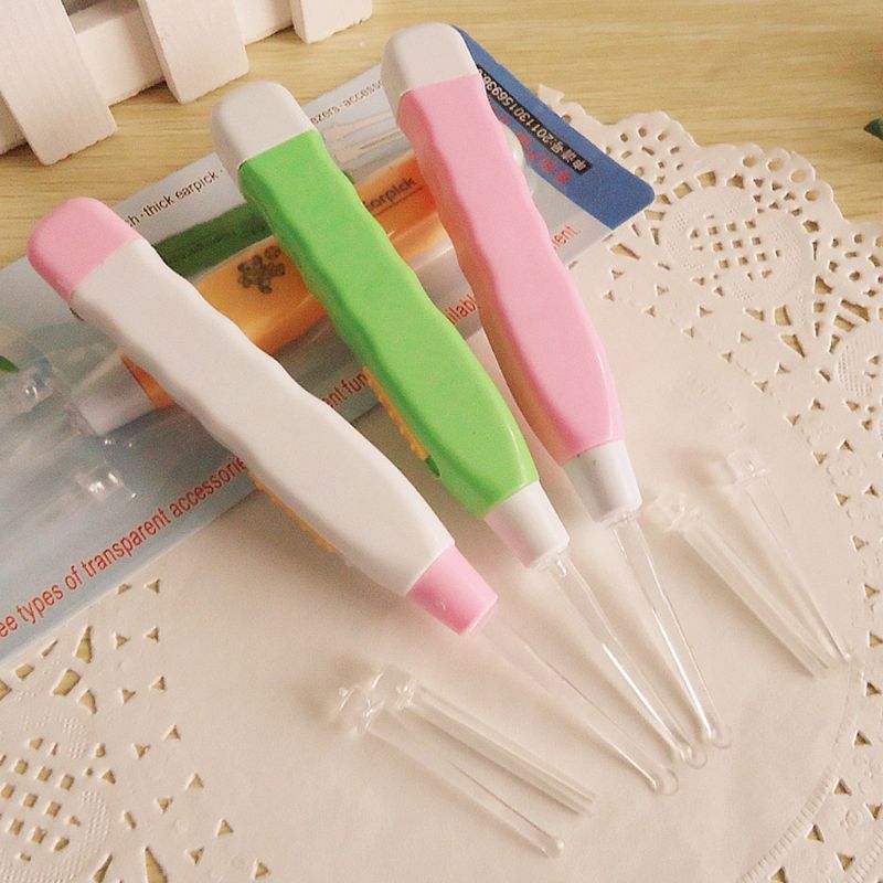 Cartoon Led Licht Oor Pick Cleaner Lepel Zaklamp Oorsmeer Removal Tool Set Veilig 667D