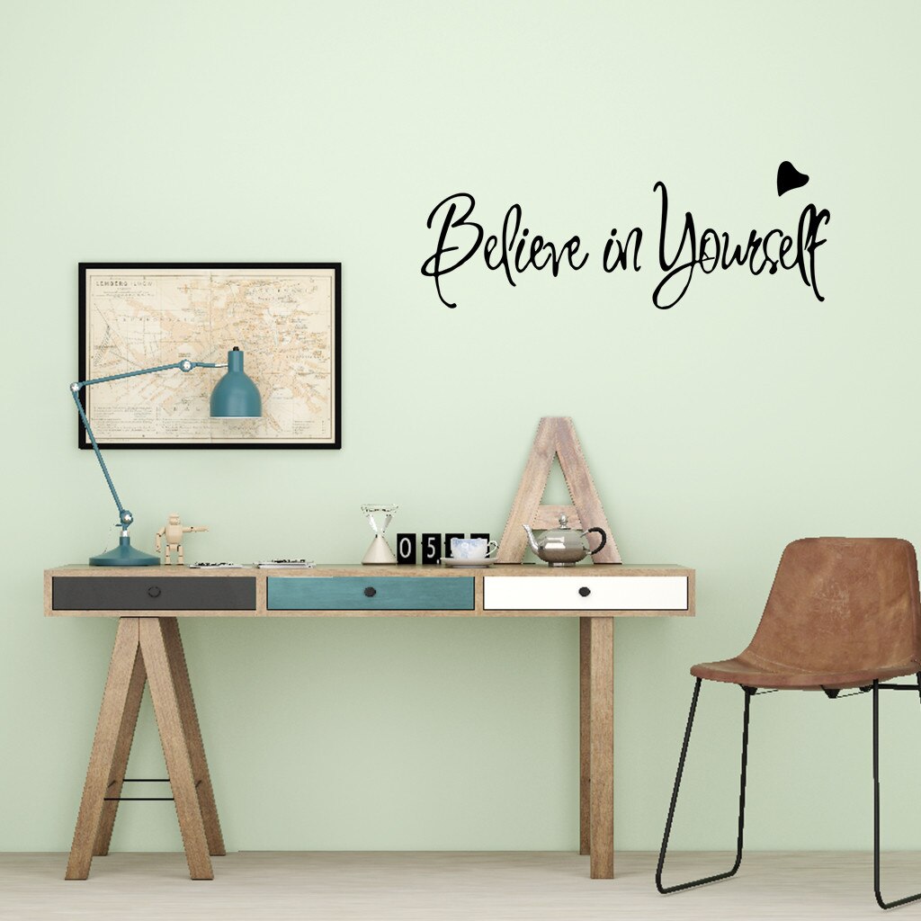 Wall Decals Believe In Yourself Letter Wall Stickers Inspirational For Home Decor Decorative Removable