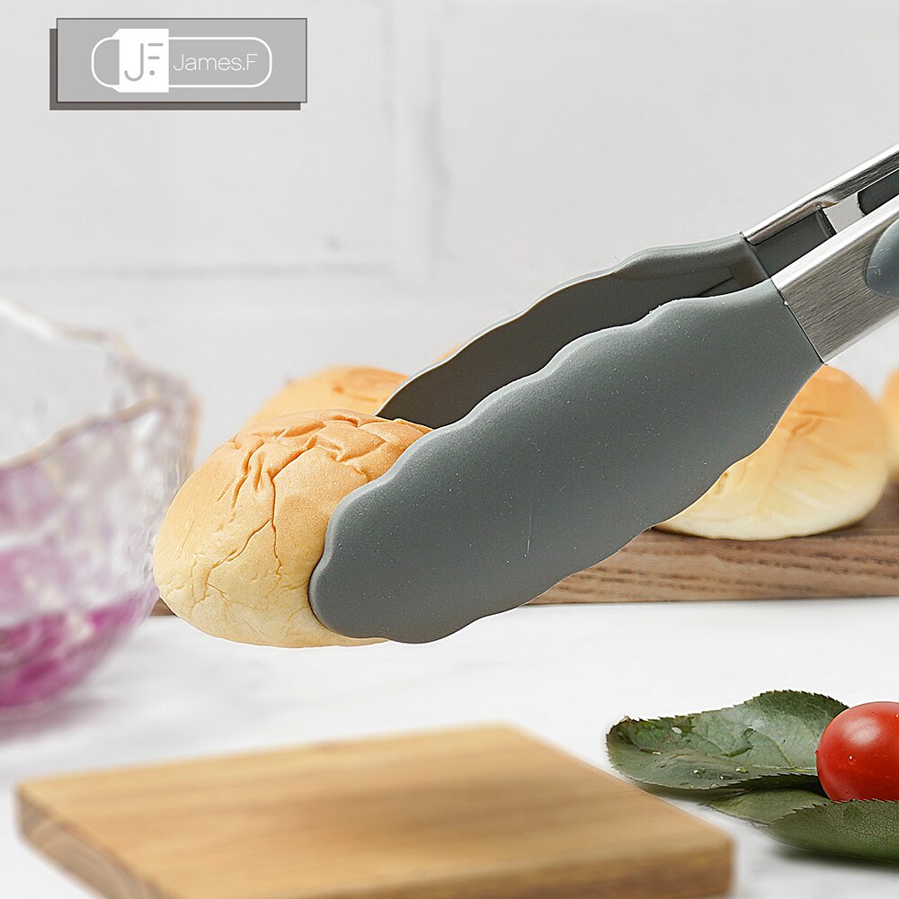 Silicone Food Tong Cooking Clip Clamp BBQ Salad Tools Stainless Steel Kitchen Tongs Silicone Non-slip Grill Kitchen Accessories