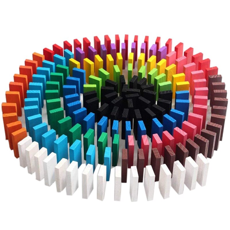Juego de bloques de dominó de colores para niños, juguetes educativos, juego de dominó de madera,: Default Title