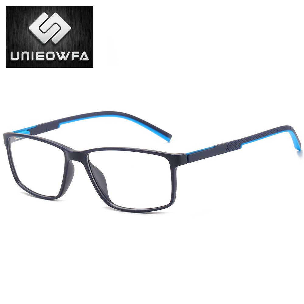 Korea Myopia Eyeglasses Frame Men Prescription Optical Glasses Frame Men Clear Transparent Lens Eyewear Frame TR90 Ultralight: C1 Dark Blue