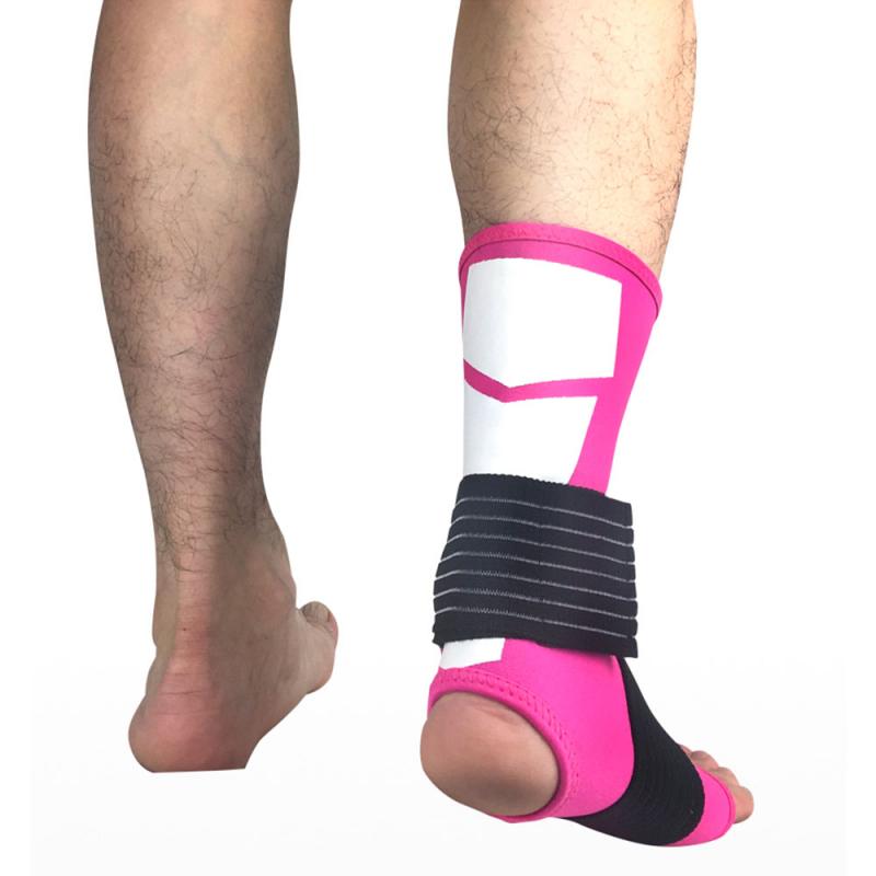 1 pc sportsankelbøyler kompresjonsstropp ermer støtter 3d vevd elastisk bandasje fot beskyttelsesutstyr treningsstudio Fitness #sd: Rosa / M