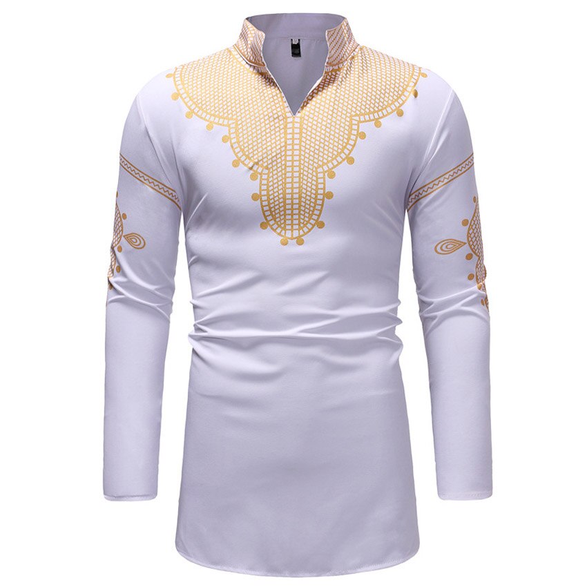 Afrikaanse Traditionele Kleding Bazin Jurk Mannelijke 3D Print Borduren Volledige Mouw Tops Shirt Bazin Riche Afrika Jurk Voor Man